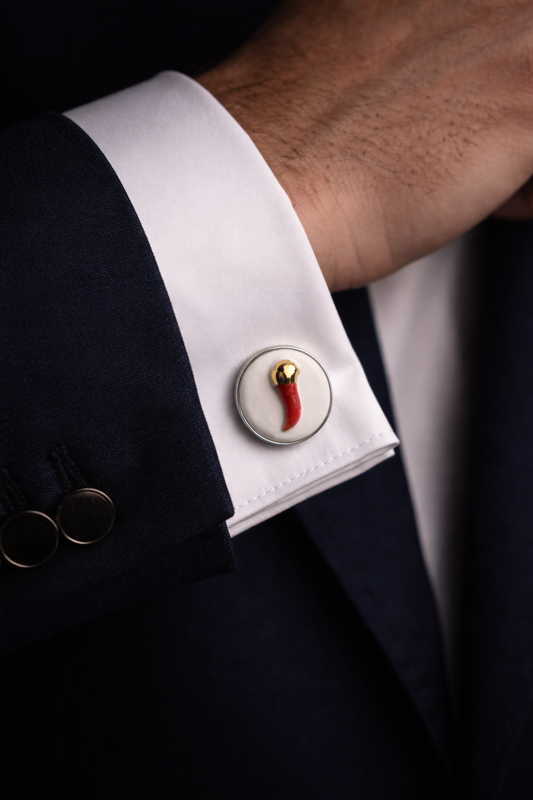 Gemelli Uomo in Porcellana di Capodimonte - Corno Portafortuna