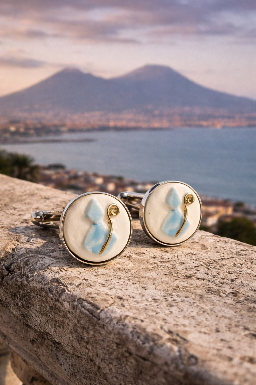 Compra gemelli San Gennaro in porcellana di Capodimonte, simbolo di tradizione